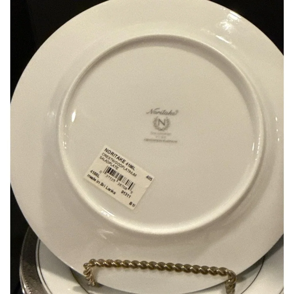 Noritake Crestwood Platinum Salad Plates Plate 8 Inch Set Of 5 NEW Wedding Party